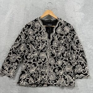 VTG Alex‎ Evenings Jacket Large Embroidered Floral Cocktail Formal Party Boho